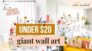 LARGE WALL ART DIY Make this Shower Curtain Canvas Art DIY for *CHEAP* UNDER $20