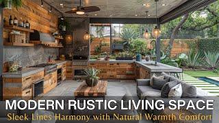 Modern Rustic Retreat Sleek Lines Harmonize with Natural Warmth for Contemporary Comfort Living