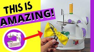 How to use a Mini Sewing Machine to make hair bows  DIY bows  Fabric bow tutorial  Bow clips DIY