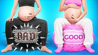 PARENTING HACKS & TRICKS  Bad vs Good Pregnant Twins  Rich vs Poor Parents Cool Ideas by 123 GO