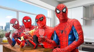 SUPERHEROs Story  How is Morning of Spider-Man in The Mansion ???  Funny Live Action 