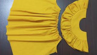 How to cut and stitch round yoke baby Frock  2 year baby girl frock cutting and stitching