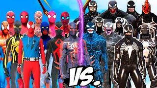 TEAM SPIDERMAN SUIT vs VENOM ARMY - EPIC BATTLE ALL SPIDER-MAN SUITS vs ALL VENOMS SYMBIOTE