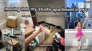 moving to nyc vlog 21. moving into my very first NYC studio apartment unloading unpacking & chaos