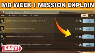 BGMI WEEK 1 M8 ROYAL PASS MISSION EXPLAIN IN HINDI  PUBG MOBILE M8 RP WEEK 1 MISSION EXPLAIN