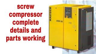 screw compressor working and parts detail in factory installed compressor