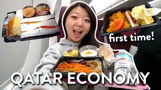 Qatar Airways ECONOMY FOOD Review ️ LA to Thailand Layover in Doha