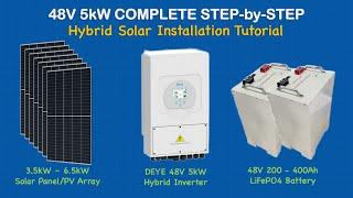 How To Build a 48V 5kW Deye Hybrid OnOff-Grid Solar Power System - Complete Pro Level Tutorial
