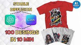 100 T-Shirt Print Designs in 10 Minutes Using AI Stable Diffusion Tutorial