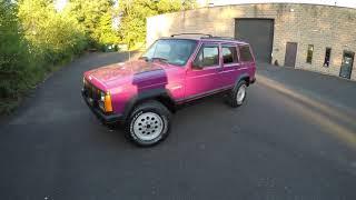 4K Review 1996 Jeep Cherokee Sport XJ 4.0L 4WD Factory Magenta 58K Virtual Test-Drive & Walk-around