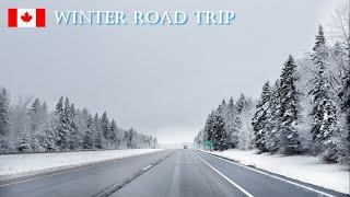 4K Discover CANADA - Winter ROAD TRIP in Snow Storm from Quebec to Ontario Canada