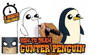 How to Draw Adventure Time  Gunter Penguin  3 Minutes Challenge