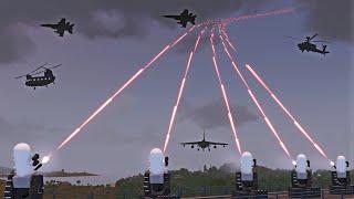 C-RAM Air Defense System Shot Down Incoming Enemy Fighter Plane and Attack helicopters  ArmA 3