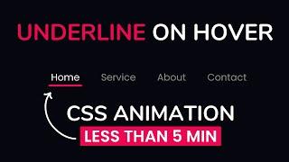 Draw Underline Link on Hover Effect  CSS Menu Hover Effect With Animation