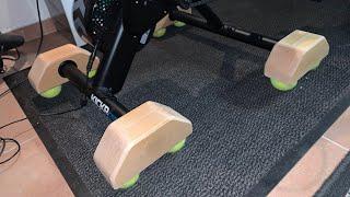 DIY  cheapest wahoo kickr core - rocker plate - foot with tennis ball  with dimensions