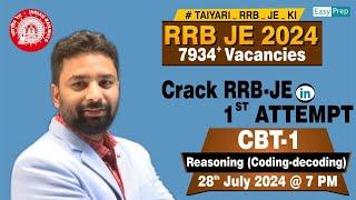 General Intelligence and Reasoning  Coding and Decoding  Lect-3  RRB JE  Kanhaiya Thakur Sir