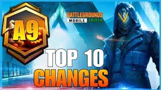 RP CHANGED  BGMI NEW ROYALE PASS A9  TOP 10 CHANGES IN BGMI NEW ROYAL PASS  A9 1TO 100 RP REWARDS