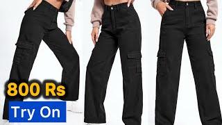 Black Cargo Pants From Kotty Brand  Try On Video  Comfortable & Must Buy Jeans #myntra #haulvideo