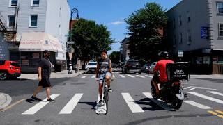 Cycling Hands Free With A Fixed Gear Bike No Brakes -Third Person Bike View NYC - 6061 Black Label