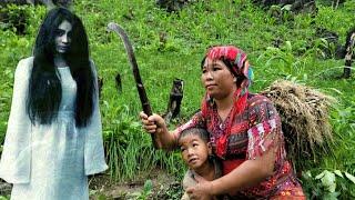 Heavy rain Single mother in danger in the forest - Harvesting and preserving green onions