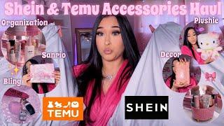 SHEIN & TEMU ACCESSORIES HAUL 2024 home decor organizers jewelry bling pink & hello kitty