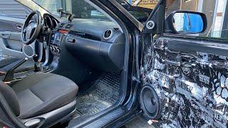 Сочный громкий автозвук - мидбас  СЧ 20 см 8 дюймов + рупорный твиттер . Автозвук в Мазду  Mazda
