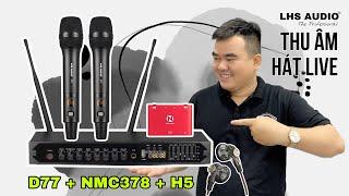 Hát Live Thu Âm Gọn Nhẹ Với MICRO D77 Kèm Đầu Thu Pin Sạc Có Bluetooth + Box Live NMC SC378 + H5