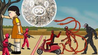 Squid game vs Deadpool Carnage And Venom - Drawing cartoons 2