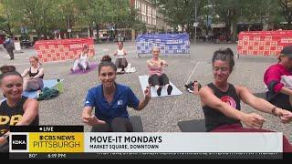 Mary Ours joins workout in Market Square