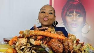 Seafood Boil 8  Smacking NoisesMessy Eating4lbs King Crabs2 Lobster Tails MusselsClamsShrimp