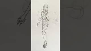 anime-styled drawing of Stella from Winx Club #shorts #youtubeshorts #artprocess #winxclub #stella