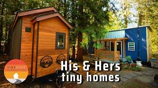 His & Hers 2 tiny homes parked side by side & still saving $600mo