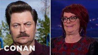 Megan Mullally Taught Nick Offerman How To Laugh  CONAN on TBS
