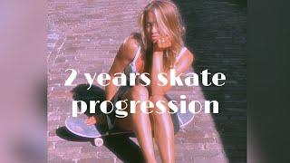 2 year skate progression- skatergirl kickflips treflips boardslides