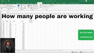 Determine how many people are working at a particular time with Excel