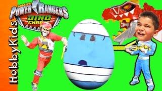 Giant POWER RANGERS Surprise Egg Adventure with Dino Charge Toys