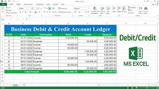 How to Create Debit and Credit Account Ledger in Microsoft Excel  Debit and Credit in Excel