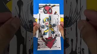 deadpool and wolverine paper fold transformation art #shorts #deadpool #wolverine #art