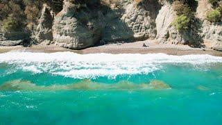 Istron Bay Pylos beach Mirabello Bay in Agios Nicolaos Crete Greece 4K DJI Drone Footage