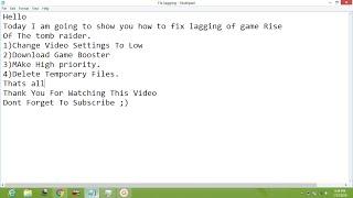 Rise Of The Tomb Raider PC-  Fix Lagging And Stuttering