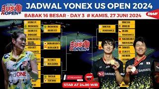 Jadwal US Open Badminton 2024 Hari ini day3  Babak 16 Besar beserta Hasil Drawing R16