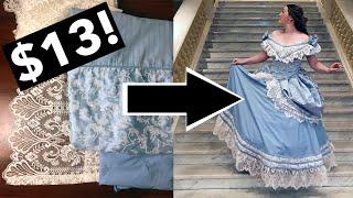 $13? Making an 1860s Cinderella from Thrifted Quilt and Lace Curtain  Historical Disney