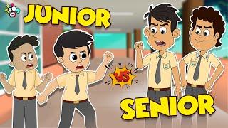 Senior Vs Junior  Animated Stories  English Cartoon  Moral Stories  PunToon Kids
