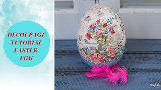 Decoupage Tutorial - Easter Egg With Decoupage And Crackle - Πασχαλινό Αυγό με Ντεκουπάζ και Κρακελέ