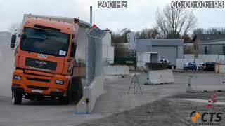 Crash test MAN TGA vs. Betonschutzwand DIN EN 1317-2 TB41