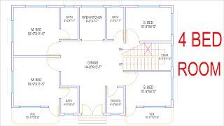 HOUSE PLAN DESIGN  EP 301  1000 SQUARE FEET 4 BEDROOMS HOUSE PLAN  LAYOUT PLAN