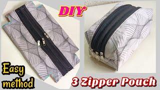 3 झीपर पाउच बनाने का आसान तरीका ll How to make easy method 3 zipper pouch at home.