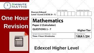 Edexcel Calculator Higher GCSE Maths Sample Paper - Questions 1 - 7