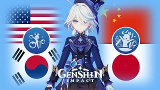 Furina Voice in 4 Different Languages Skills & Attack  Genshin Impact Furina