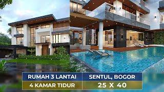 DESAIN RUMAH MEWAH MODERN 3 LANTAI DI BOGOR ADA STUDIO MUSIC & HOME THEATER - JASA DESAIN RUMAH